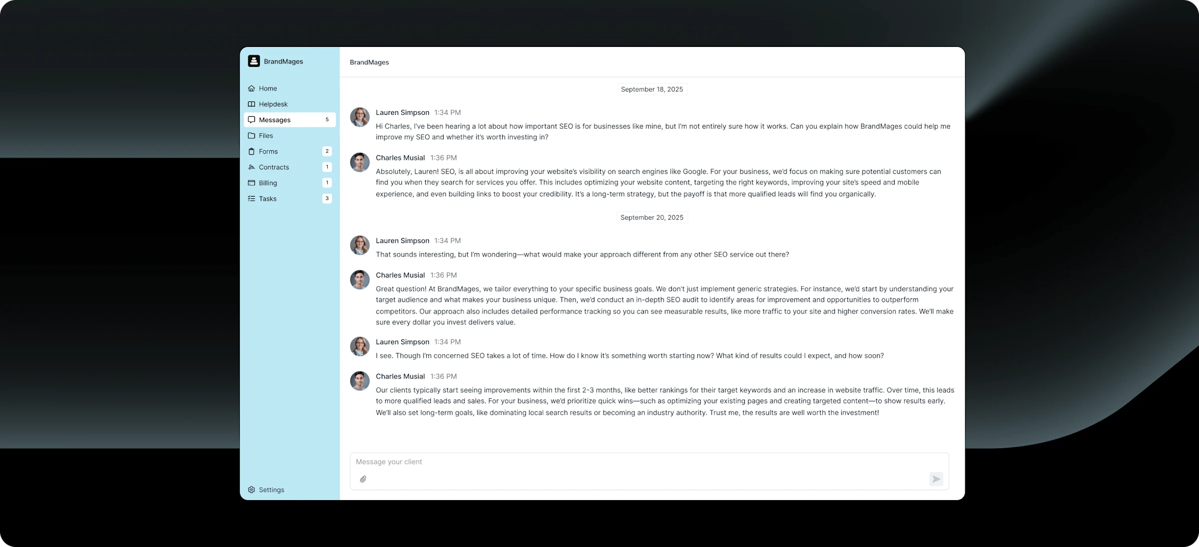 Feature Tab 4 / Client Comms