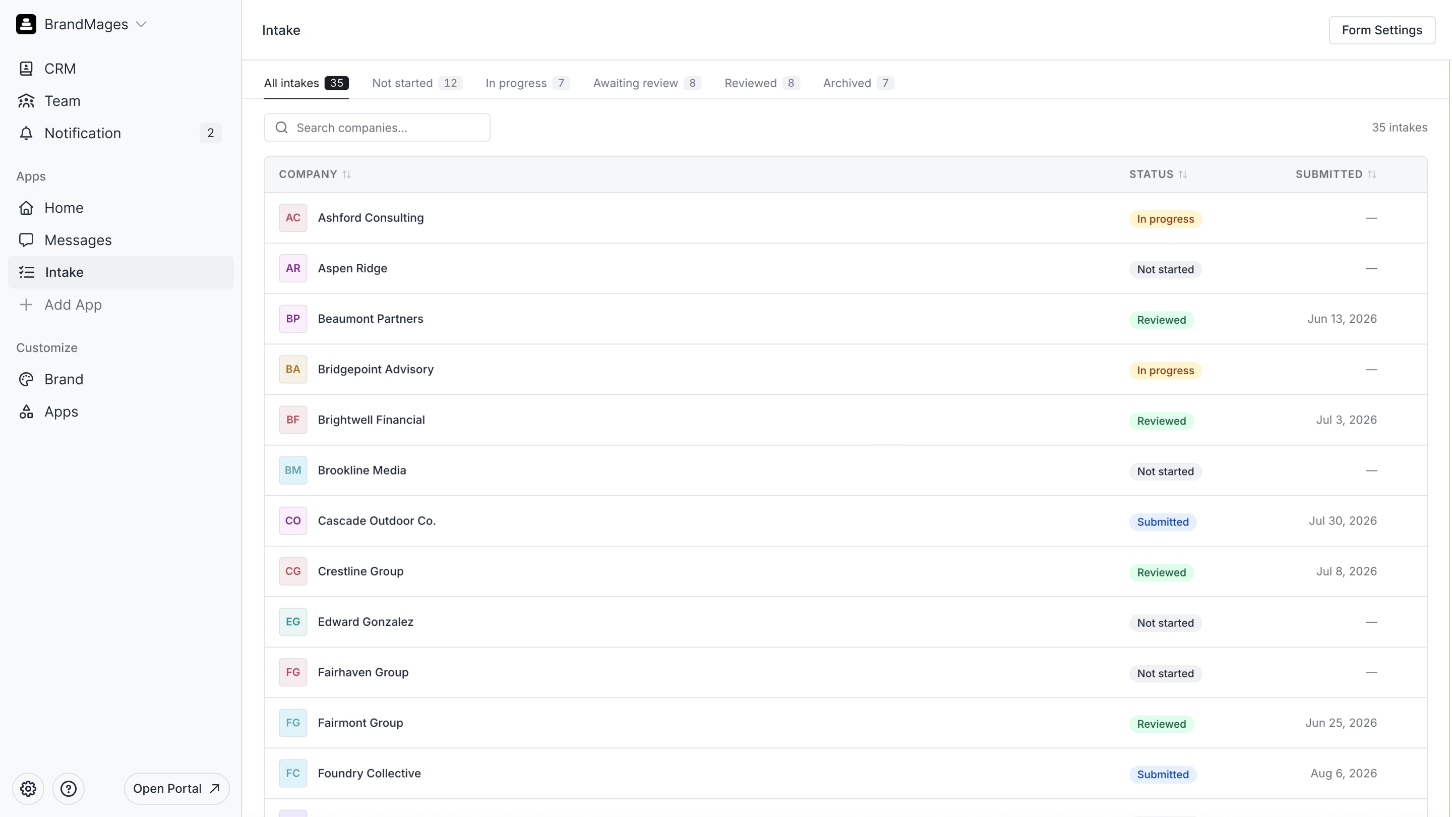 New client intake preview 1